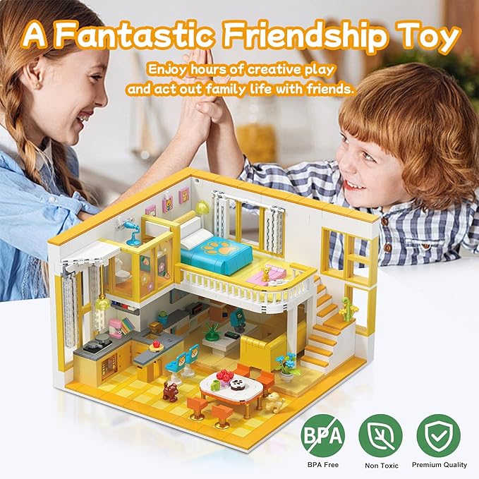 Friends House Building Block Set Pets Collection Small Brick Model Set Creative Mini Toy Building Sets Children’s Day Birthday for Teens Kids Boys Girls 8+ 1048 PCS
