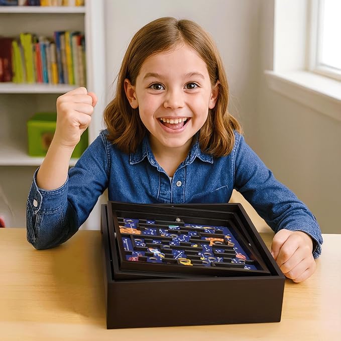 'STERLING Games Wooden Labyrinth Space Shuttle Theme Tilt Maze Game with Marble Ball and 60 Waypoints for 6 Years Up 13.5 x 13 Board
