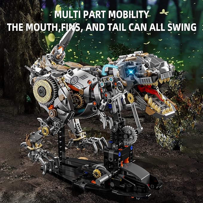 Ideas Mechanical Tyrannosaurus Building Set with Light Creative Jurassic T-Rex Animal Toy for Home Office Decor Compatible with Lego Dinosaur Gift for Adult Teens Boys 8-12(1268 PCS)
