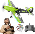 BEZGAR HQ089 RC Plane Drones for Kids 6-axis Gyro Remote Control Airplane RC Helicopter Easy Control for Beginners Toys with Colorful LED Navigation Lights(Green)