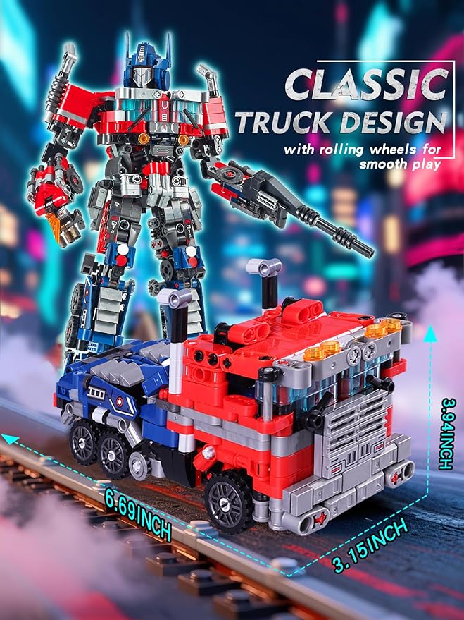 2 in 1 Transform Robots Building Sets for AdultsMecha Transforming Building Blocks Truck KitsAction Figures Toys for Movie FansChristmasBirthday Gift for Kids and Boys 8-14