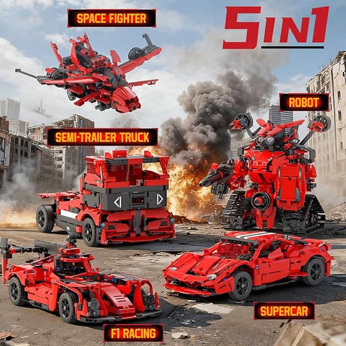 STEM Building Kits for Kids 6-14 5in1 App &amp Remote Control STEM F1/Car/Robot Building Toys Formula 1 Model Car Kits 785 Pcs Robot Building Sets for Kids Erector Sets Gifts for Boys Girls