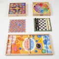 5-in-1 Wooden Board Games for Kids &amp Adults Premium Beech Wood Frame Family Game Center with Fast Sling Puck Detachable Flat Chess Board Chinese Checkers Ludo &amp Snakes and Ladders