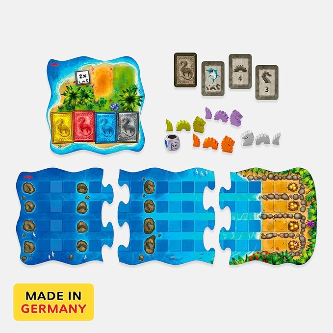 HABA Water Dragons: Kids Board Game and Fast-Paced Dice Game with Wooden Components for Ages 5 and up Made in Germany