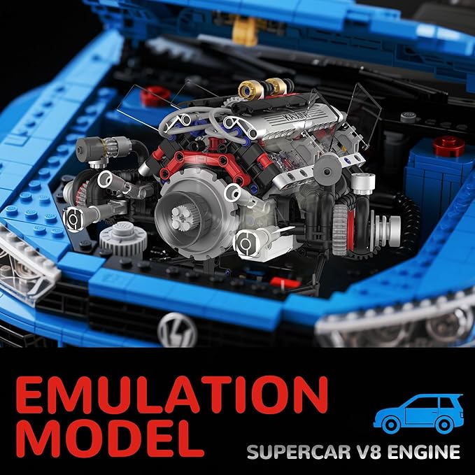 V8 Engine Building Set Mini Model Kit That Runs Technic with APP Control Motor &amp Light Collectible Engineering for Adults Boys 14+