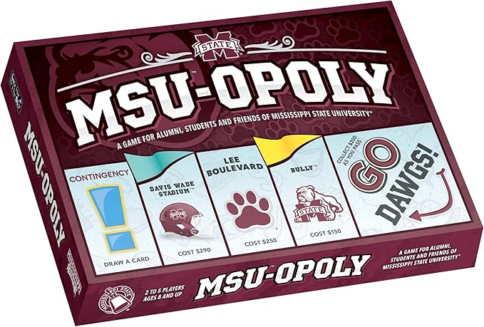Late for the Sky Mississippi State University Opoly Board Game for 2–6 Players Ages 12+ College Campus Theme Family Strategy Party Game