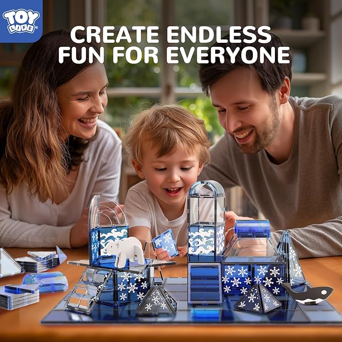 TOY Life Magnetic Tiles for Kids Ages 4-8 Magnetic Toys for Toddlers 3+ Magnet Tile Building Toy for Kids Ages 3-5 Magnet Building Tiles Toddlers Preschool (56 pcs)