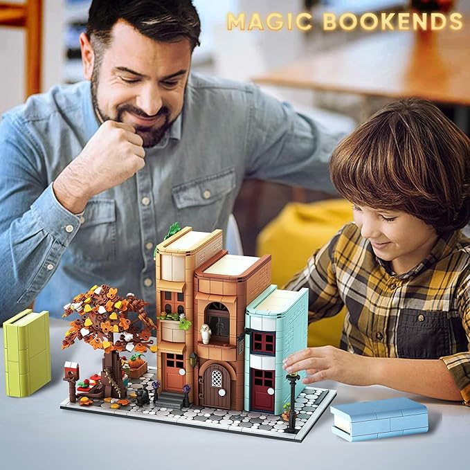 Bookend Magic House Building kit Home Decorative for Building Block Toy Bookcase Miniature House Model Building Cool Bookshelf Organizer and Home Decor 1488pcs