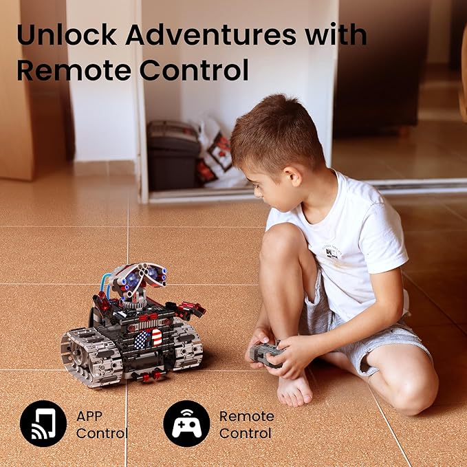 Sillbird Robot Building Kit with Remote Control Gifts for Kids Boys Ages 8-12 STEM Coding Robotic Technic Tracked Racer Car Toys for Birthday - Build 4in1 Model with 631 Pieces