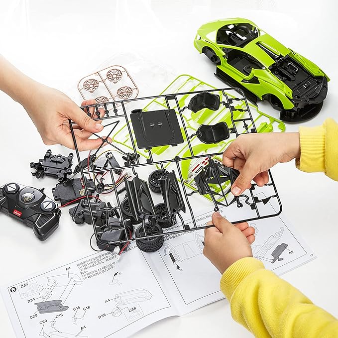 RASTAR 97400 1/18 72PCS Officially Licensed RC Race Car Building Kits for Lamborghini Sian FKP37 with Remote Motor &amp DIY Decals for Play &amp Display - Ideal Gift for Racing Car Fans Ages 8+