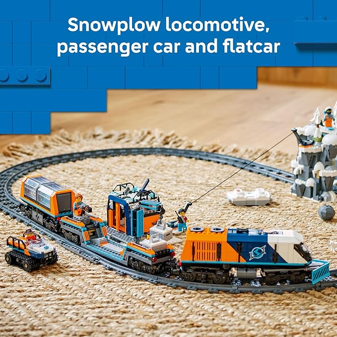 LEGO City Explorers' Arctic Polar Express Train Set - Building &amp Learning Toys for Kids - Remote Controlled Train for Boys &amp Girls Ages 7+ - with 6 Explorer Minifigures - Birthday Gift Idea -