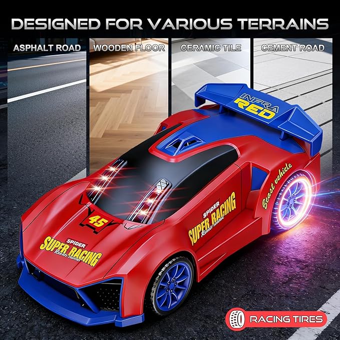 3 IN 1 Remote Control Car with Infrared Gun 1: 24 Parent-Child Drift RC Car 2.4GHz Stunt Toys with Shooting Game 2 Rechargeable Charge Battery Birthday Gifts for Kids Boys Girls Age 6-12 (Red)