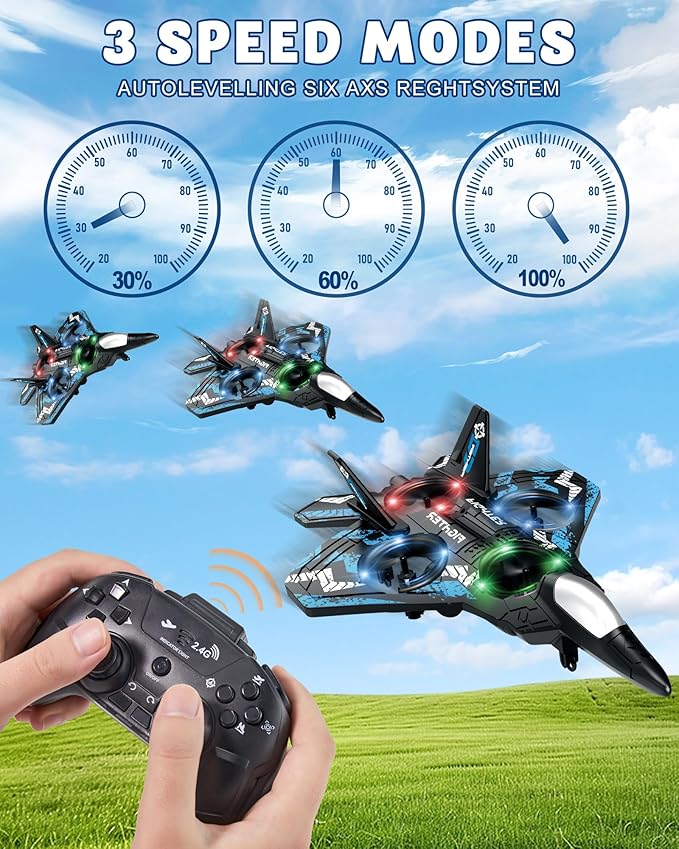 Drones for Kids Form RC Plane Remote Control Airplane Aircrafts for Boys and Girls Jet Helicopter Drones with LED Lights 360° Flip 3 Rechargeable Batteries Toys for Christmas