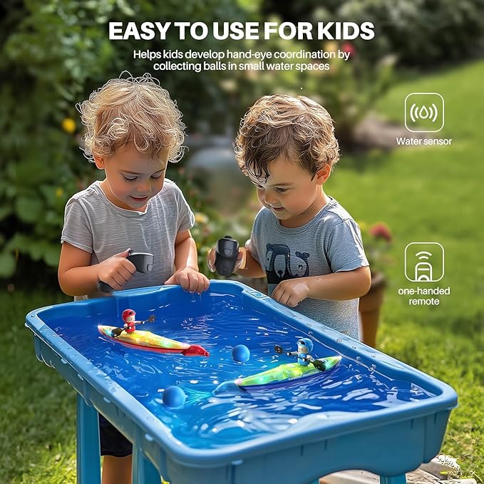 SYMA RC Boats 2 Pack for Kids 6-12 Remote Control Kayaks with Magnetic Dolphin Nose &amp 3 Balls Up to 40 Min Playtime LED Light Up Water Toys for Pool Water Table &amp Bathtub