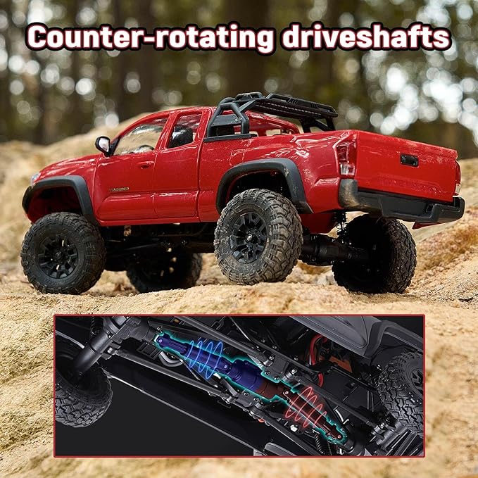 BEEZRC FMS 1/24 RC Crawler FCX24M Tacoma Toyota Official Licensed ABS Hard Body 4WD Off-Road RC Rock Truck2-Speed Transmission Hobby Grade Remote Control Car for Adults RTR Grey