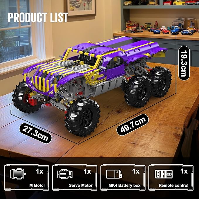 Mould King 18009 Off-Road ATV Building Blocks Set APP &amp Remote Control Monster Truck Model Kit STEM Engineering Climbing Racing Car Toy Collectible Gift for Adult (2014+ Psc)