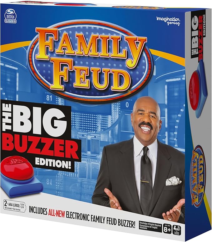 Spin Master Family Feud Big Buzzer Game Amazon Exclusive “Buzz in” with The Electronic Buzzer Board Game for Hilarious Family Fun Ages 8 and up