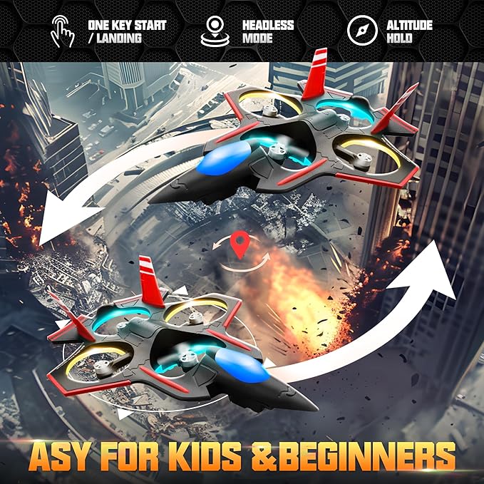 BEZGAR Brushless RC Plane with Camera | 2.4GHZ Remote Control Airplane 6-axis Gyro Drones for Kids RC Helicopter 360°Flip Jet Fighter for Beginners with LED Navigation Lights and Two Batteries