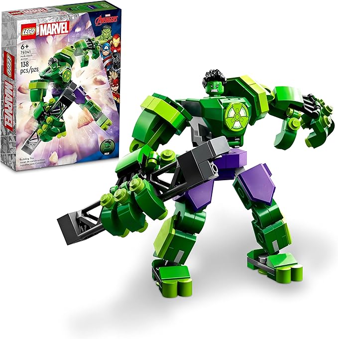 LEGO Marvel Hulk Mech Armor 76241 Avengers Action Figure Set Collectable Super Hero Buildable Toys for Boys and Girls Ages 6 Plus Gift Idea