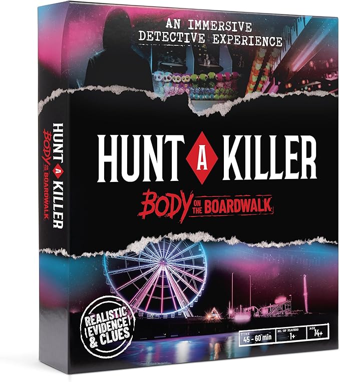 Hunt A Killer: Body On The Boardwalk Catch the Amusement Park Killer Interactive Unsolved Mysteries Game Mystery Box for Game Night Murder Mysteries Card Puzzle &amp Board Games For Ages 14 and