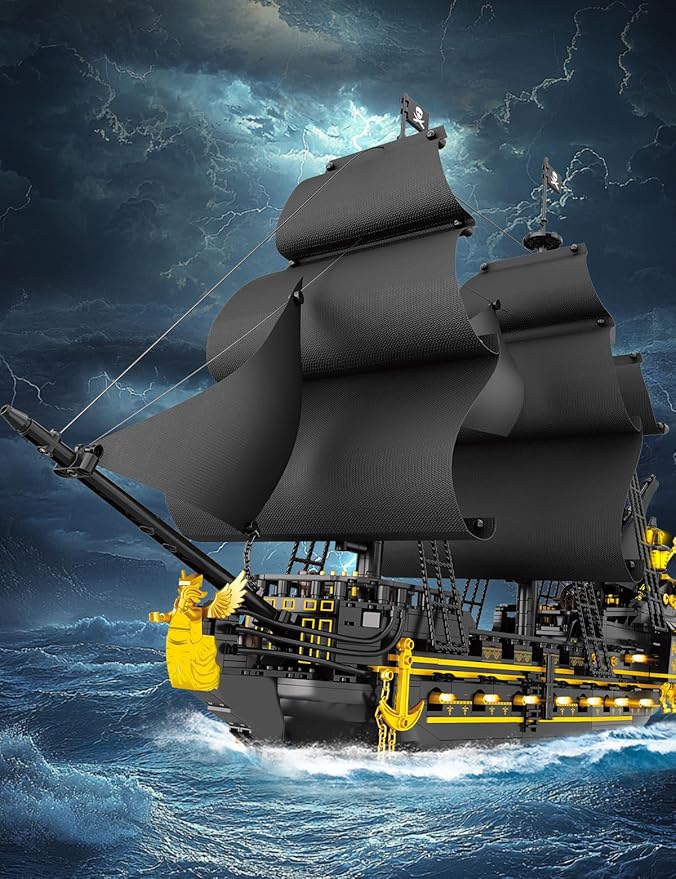 SEMKY Pirate Series Black Devil Pirate Ship MOC Building Blocks and Engineering Toy（2076 Pieces）
