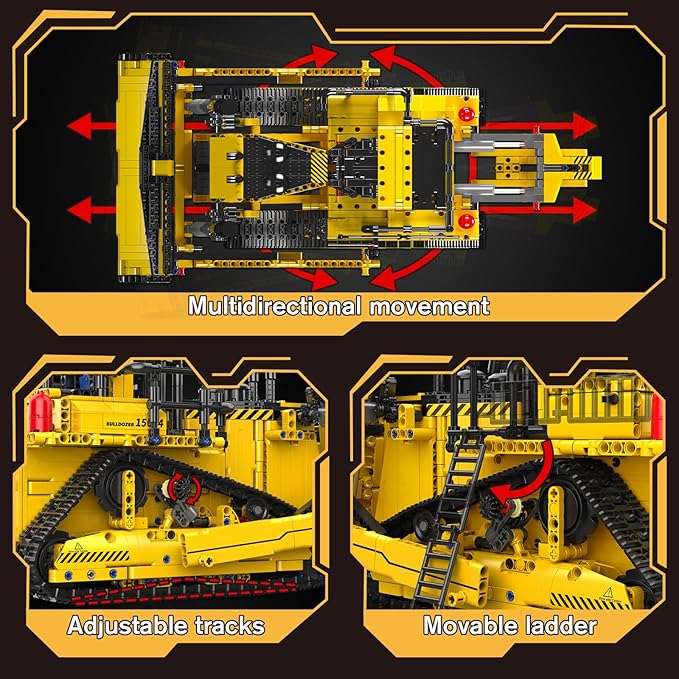 Mould King 15084 Construction Bulldozer Kit 1508-Piece Engineering Vehicle Model with APP Control Creative Building Toy for Adult Collectors