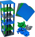 Strictly Briks Stackable Baseplates - Vertical Expansion with Stackable Brick Plates - Multi-Level Base Plate Organizer - Compatible with Lego - Pack of 6 Baseplates &amp 50 Connectors 6x6 in