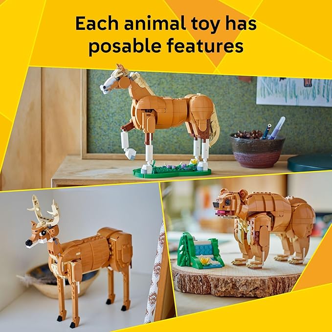 LEGO Creator 3 in 1 Beautiful Horse Building Toy for Kids - Building Blocks &amp Learning Toy for Girls &amp Boys Ages 9+ Create a Horse Bear or Deer Toy with 1 Set - Gift for Birthdays - 31166