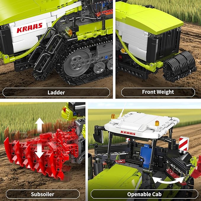 Mould King 17093 Crawler Tractor Technique Building Set App-Controlled/RC Farm Truck Construction Vehicle Toys DIY Engineering STEM Model Kit Gifts Idea for Age 14+/Adult-1357 Piece
