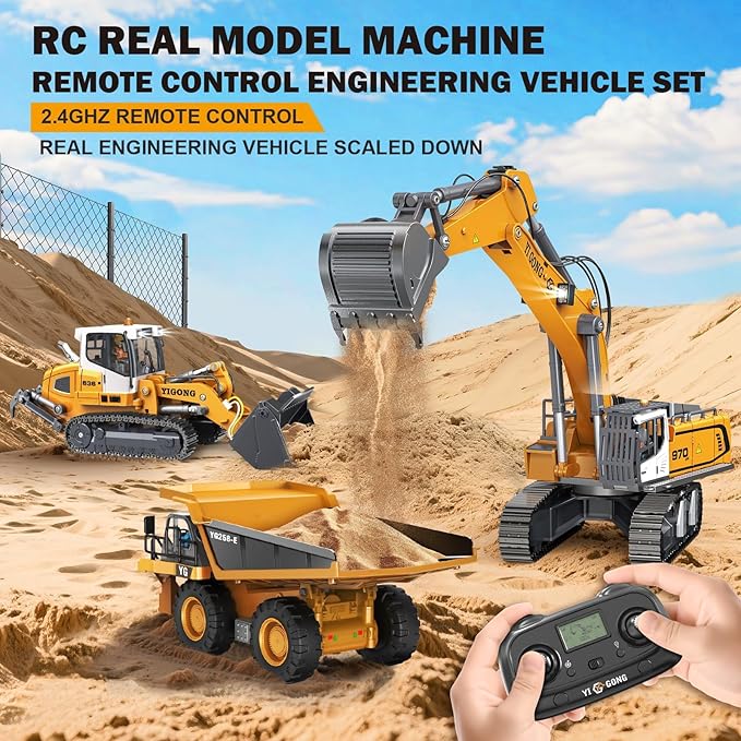 Adult Metal Mini 1:50 Remote Control Excavator is a Screw-Driven Excavator that Comes with Two Batteries and a Carrying case. It's an for Model Enthusiasts and Children
