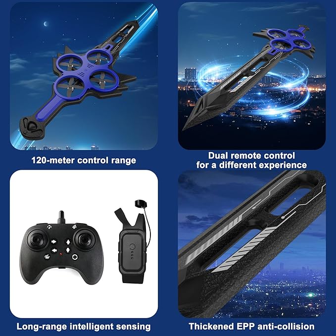 Flying Sword RC Airplane Flying Dagger Remote Control Airplane Drone for Kids Adults 8-16 Gesture Control Planes with 360° Flip Fighter Jet Toy Stunt Roll Gifts for Kids Boys Girls Large