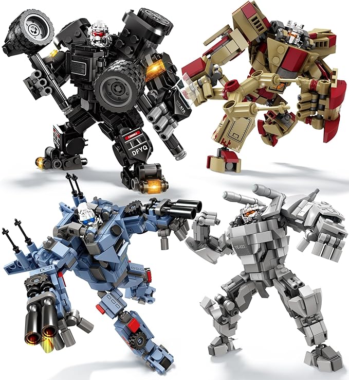 Transforming Mech Robot Building Blocks Set 4 Types of Destroy Warrior City Mecha Action Figure with Weapons Cool Creative Robots Toys Gift for Adults (1463 PCS)