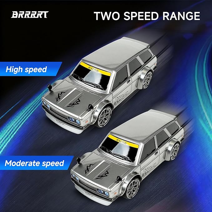 BRRRRT 4WD High Speed RC Drift Car1:24 Remote Control Car20KM/H Mini RC Drift Car with LED LightsAdjustable High Speed/Low Speed Drift CarExtra Drifting TiresBirthday Gifts for Kids Gift 6+