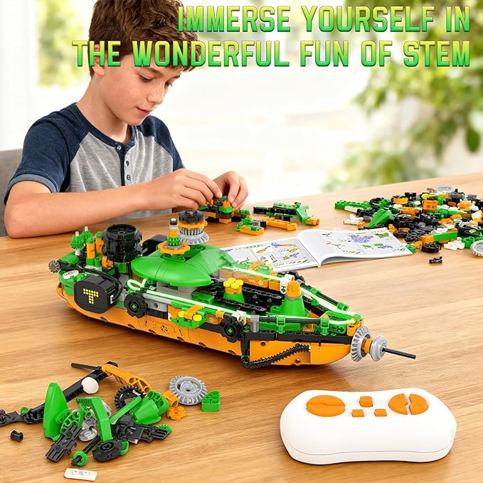 STEM Robot Building Kits for Kids 6-14 5in1 Remote &amp APP Controlled STEM Tractor/Frog/Robot Building Toys 732 Pcs Educational Building Block Sets for Kids Erector Sets Gifts for Boys Girls