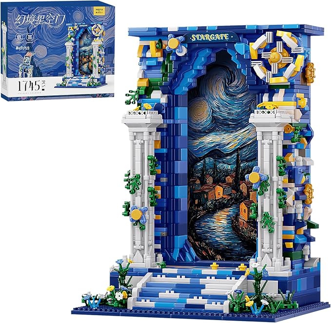 Starry Night Micro Bricks Building Set Art-Themed Wall Art Building Blocks for Adults Creative DIY Assembly Decorative Display Model Puzzle KitIdeal Gift for Adults &amp Teens.