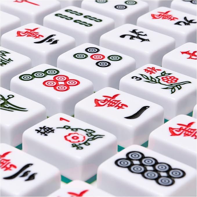 Spin Master Games Legacy Deluxe Mah Jong Classic Game with Two-Toned Tiles and Lined Wood Storage Case Family Game for 4 Players Ages 8 and up