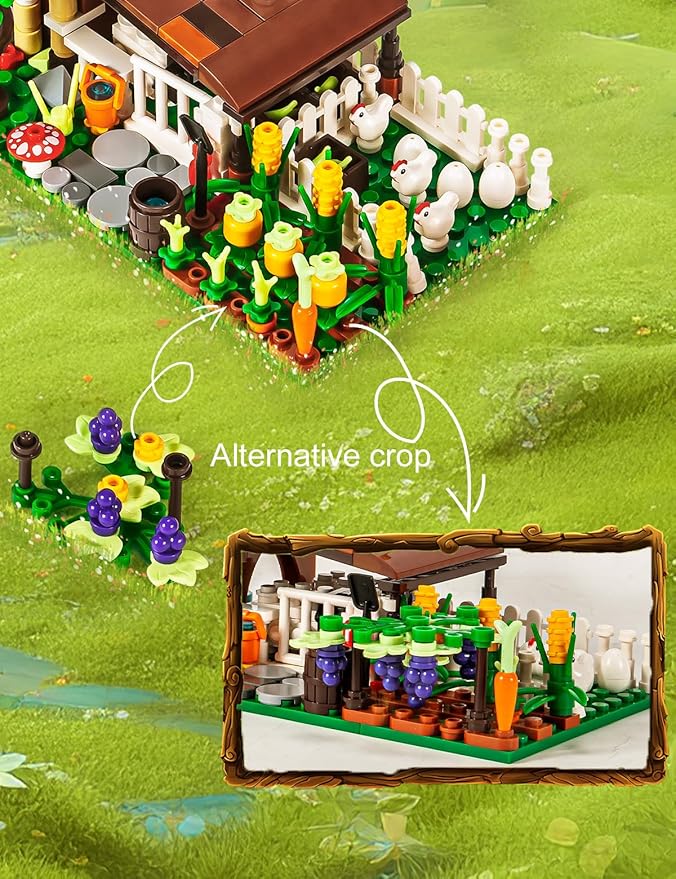 SEMKY City Series Farm House Building Blocks Set with LED Lights (610Pieces) Creative Farm House Model Gifts for Kid and Adult