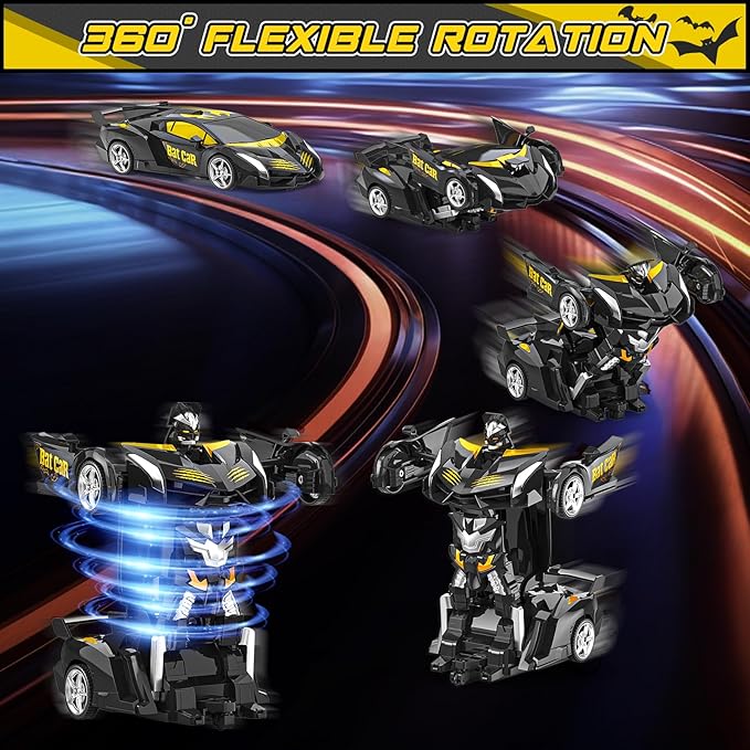 BLUEJAY Transform Rc Cars for Boys 4-7 8-12 2.4Ghz Remote Control Car 1:18 Scale Transforming Robot One-Button Deformation 360° Rotation Car Toy Gifts for Boys 3-5
