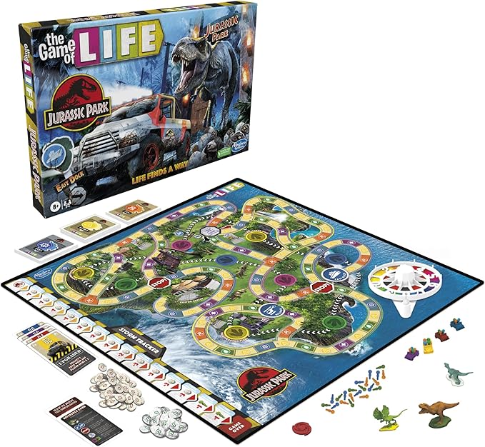 Hasbro Gaming The Game of Life Jurassic Park Edition Family Board Game for Kids Ages 8 and Up Inspired by The Original Hit Movie