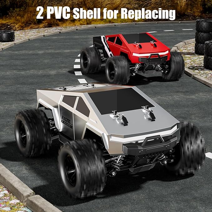 WayEee 1:18 Fast RC Car 40 KPH High Speed 4X4 Remote Control Monster Truck All Terrain Vehicles Toy with 2 Batteries 2.4GHz Remote Control 2 PVC Shell Off-Road Pickup Gift for Kids and Adults