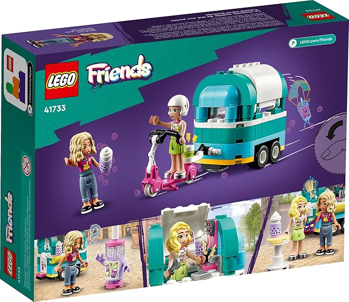 LEGO Friends Mobile Bubble Tea Shop Toy Building Set 41733 Fun Pretend Play Toy Vehicle Set with Toy Scooter Mobile Cart Cash Register Play Store Gift Idea for Girls Kids Boys Ages 6+ Years Old