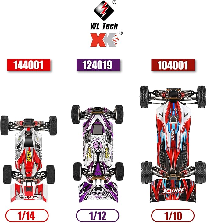 GoolRC WLtoys 104001 RC Car 1:10 Scale 2.4GHz RC Drift Cars 4WD 45km/h High Speed Racing Car All Terrain Off-Road Buggy with Aluminum Alloy Chassis Zinc Alloy Gear and 3 Batteries
