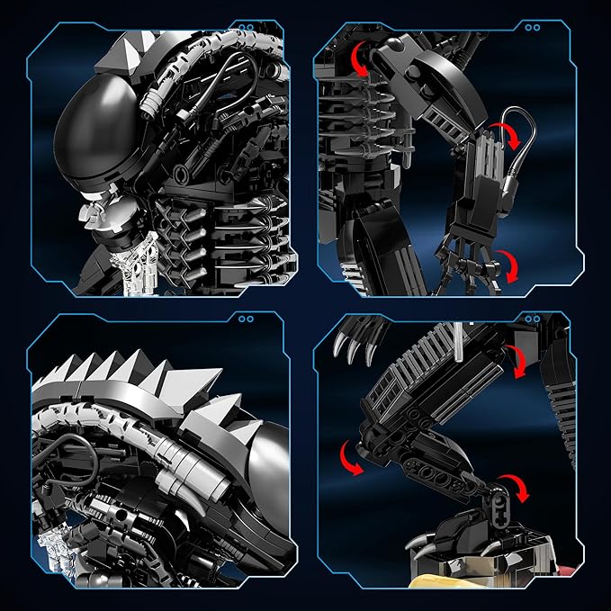 Xenomorph Action Figures Building Set with Facehugger Chestburster &amp Egg Mech Figures Model Set with Movale Joints for Classic Poses Horror Collection for Movie Fans &amp Boy Birthday Gifts f