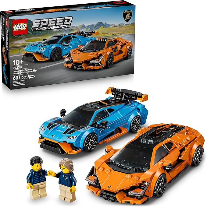 LEGO Speed Champions Lamborghini Revuelto &amp Huracán STO Car Toys - Building Toy for Pretend Play for Boys &amp Girls Ages 10+ - Model Car Kit Display - Gift Idea for Kids - 77238