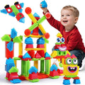 teytoy 200Pcs Building Blocks Toys Bristle Shape Building Blocks Set STEM Interlocking Construction Learning Toys for Kids Ages 3+