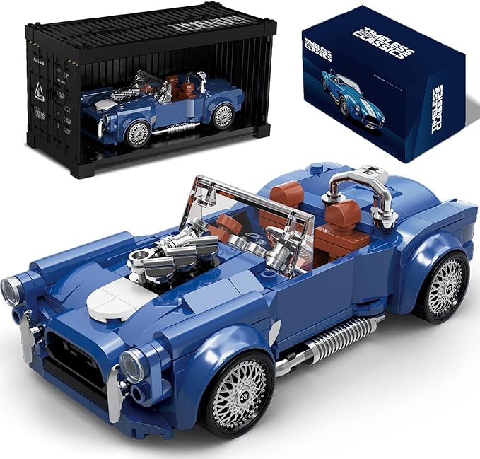 dOMOb Shelby Cobra 427 Car Building Kit – 317 pcs Building Blocks Set w/Container Display Box – Modular Scale 1:32 Model – Bricks Toy for Kids &amp Adults 8+ – for Boys Hobbyist Collector