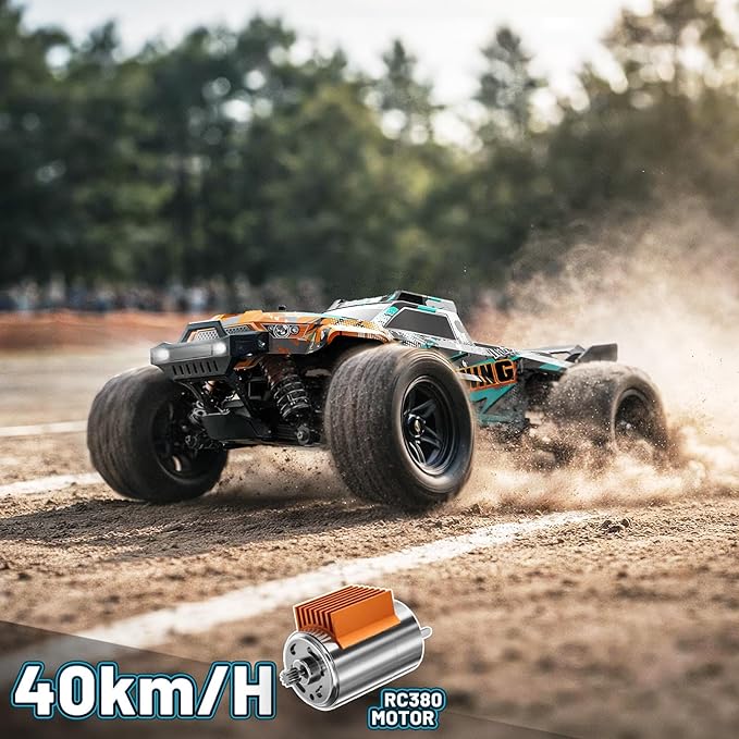 RC Cars 1:18 4WD High Speed Off-Road RC Truck 40 KM/H Remote Control Car with Waterproof ESC 2 Rechargeable 7.4V 1300mAh Batteries Dual Body Shells for Adults &amp Kids Great Gifts for Outdoor F
