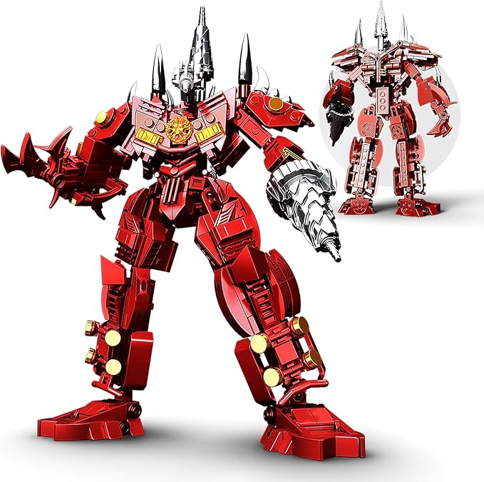HIGH GODO Red Drill Mech Robot Building Blocks Set Toilet Upgraded TV Figure Mech Model Building Kit Cool Creative Robots Toys Gift for Teens Adults 437 Pieces
