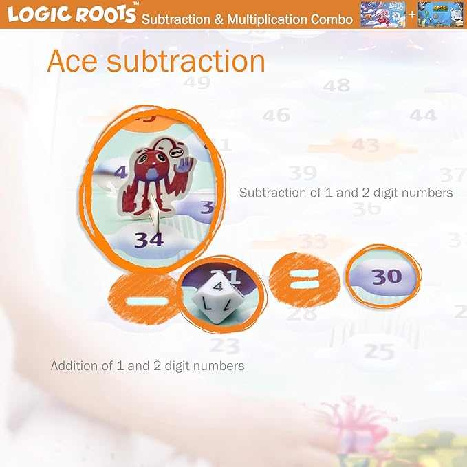 Two Math Games for Kids - Learn Addition Subtraction and Multiplication Table | Educational Games for Kids 5 and up for Kids (Monster Sock Factory + Cloud Hoppers)