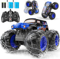 1:14 Waterproof Remote Control Car Front &amp Rear Wheelie Monster Truck Amphibious RC Truck with 2 Sets of Rechargeable Batteries and AAA Batteries 4WD Off-Road Vehicle for Kids Ages 6-12